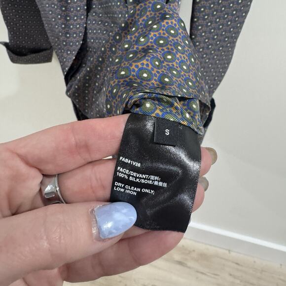 La Fayette 148 100% Silk Circle Geometric Button Down Blouse Small Cp - Picture 5 of 5